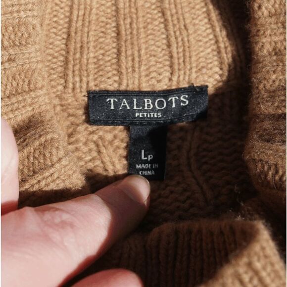 Talbots Camel Cable Knit Equestrian Cardigan Sweater - Picture 6 of 6